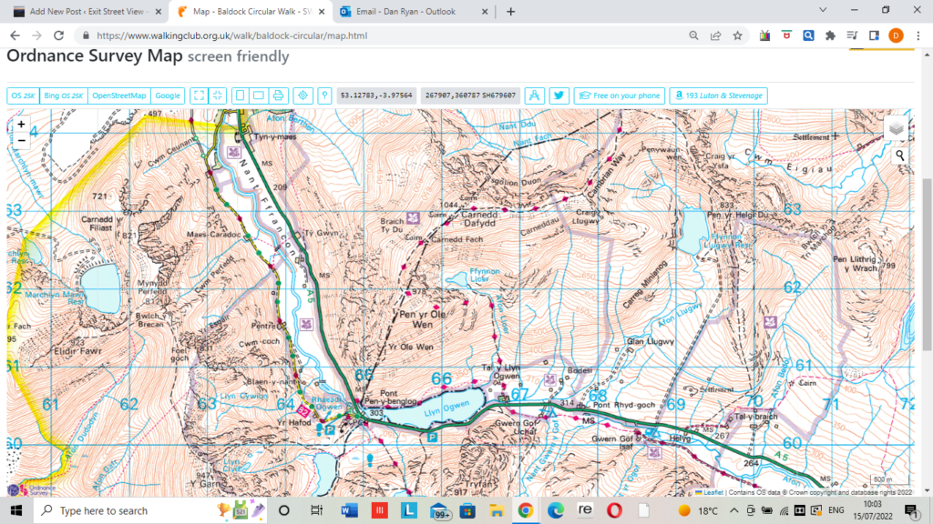 OS Map Ffynnon Lloer