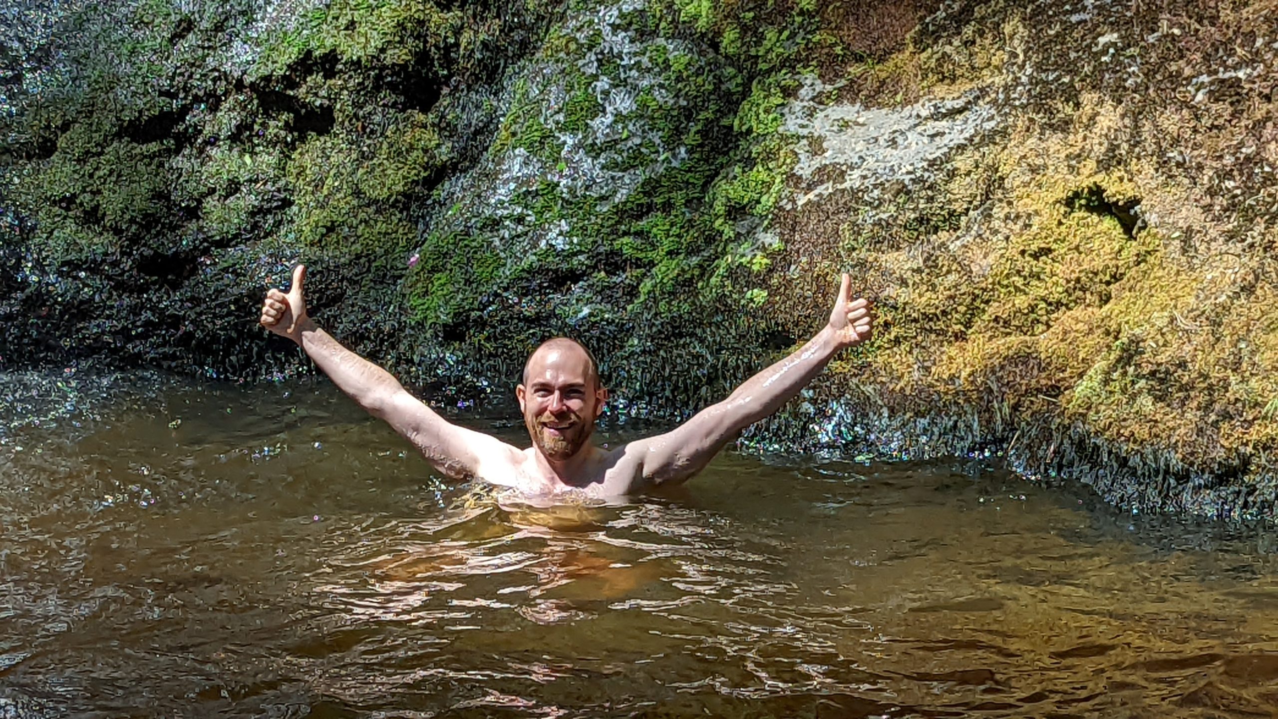 swim at Pistyll Rhaeadr waterfall