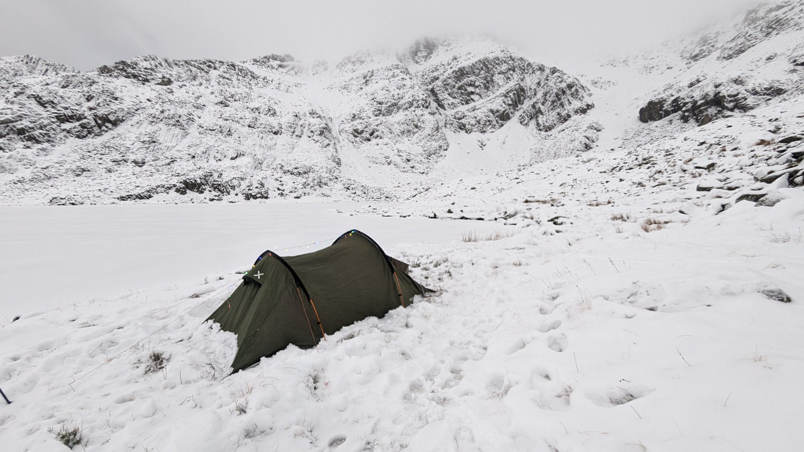 first wild camp in snow