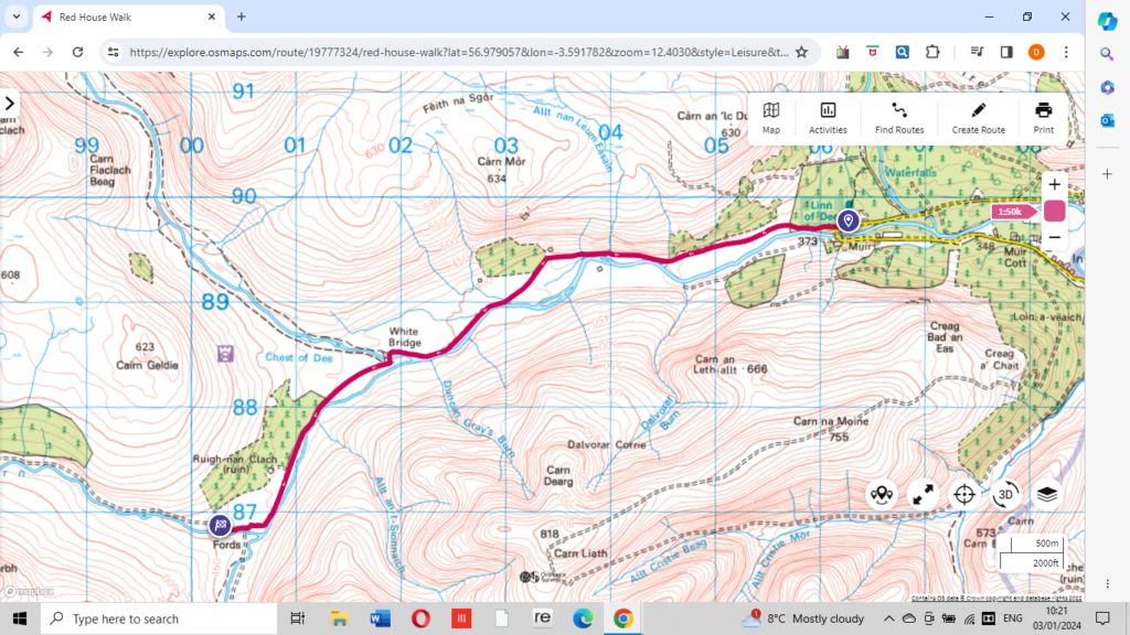 map to Red House Bothy