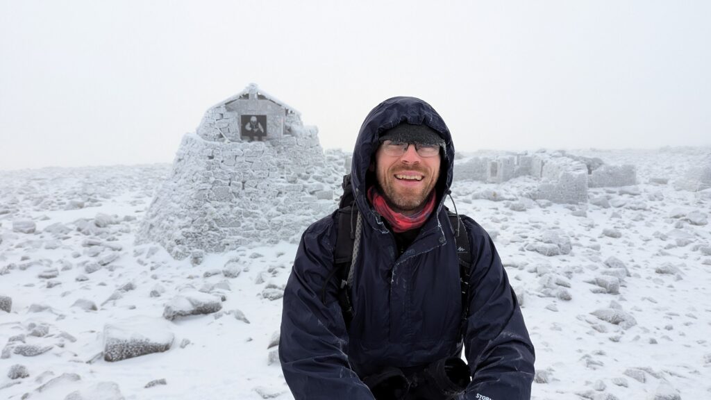 walking up Ben Nevis in winter