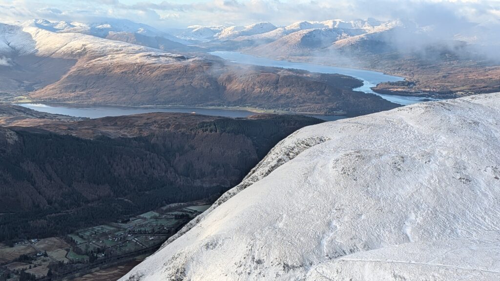 walking up Ben Nevis in winter